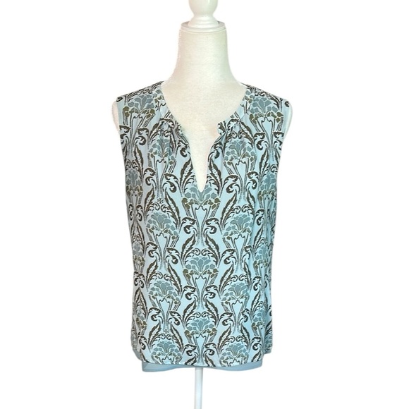 Tory Burch Blue and White Sleeveless Blouse - Picture 1 of 6